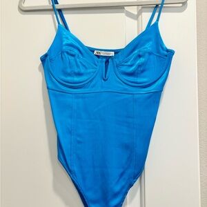 Zara Silky Blue Bodysuit